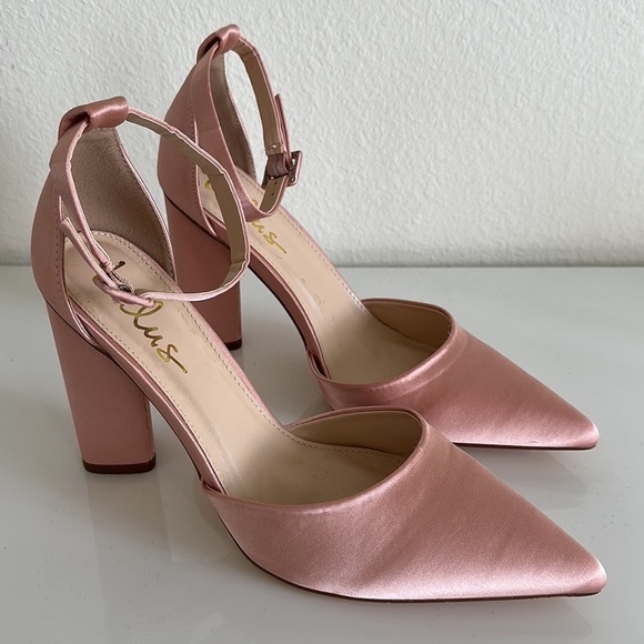 Lulus Syngo Rose Gold Satin Pointed-Toe Ankle Strap Pumps - Picture 1 of 8